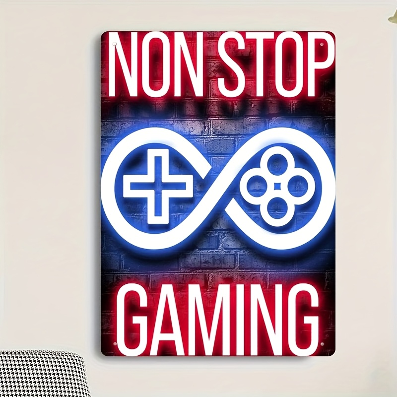 Retro Gaming Cafe - 레트로 금속 양철 벽 장식 플라크