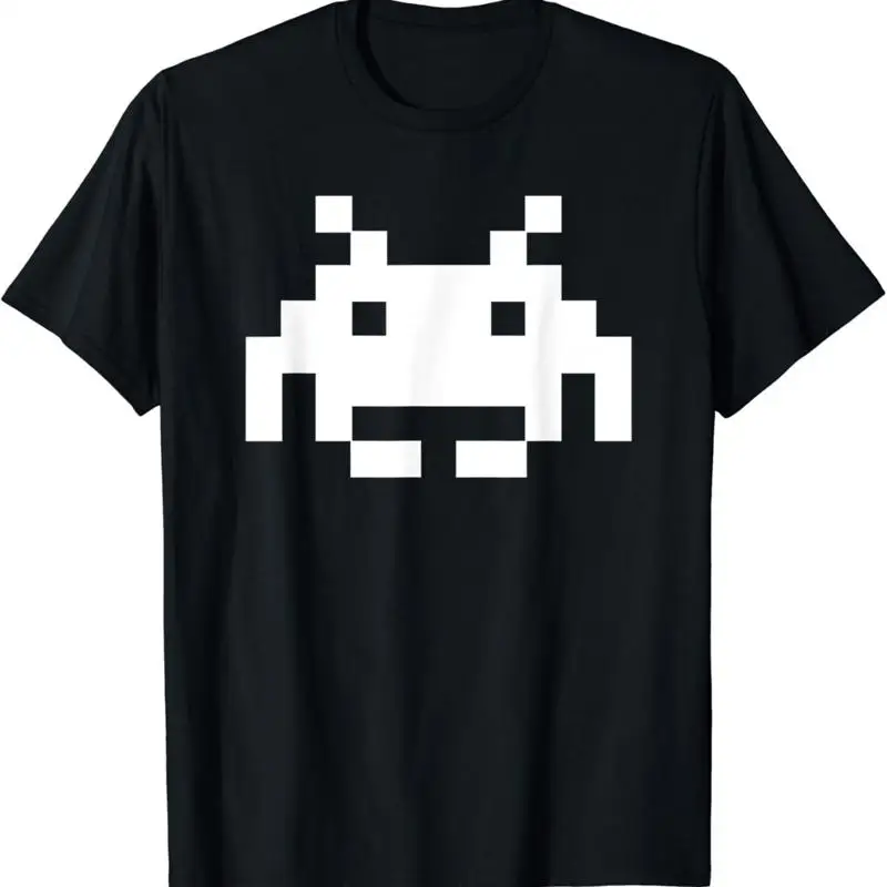 Retro Gaming Space - 픽셀 아트 스페이스 에일리언 티셔츠 80년대
