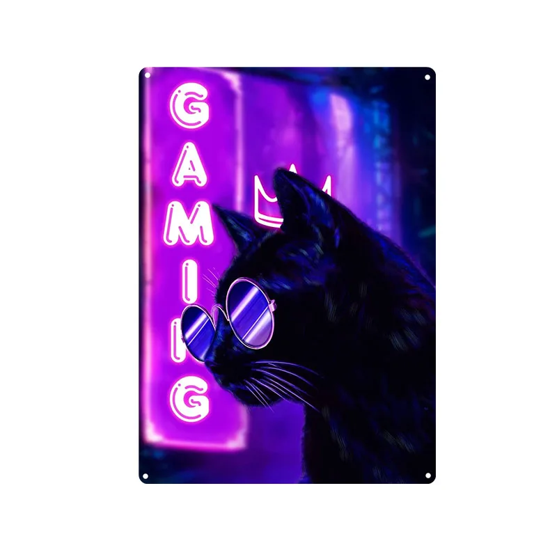 게이밍 고양이 금속 사인 야만인 게이머 빈티지 주석 포 - Retro Gaming Cafe 리뷰 및 가격