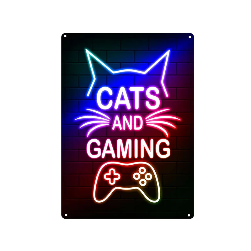 게이밍 고양이 금속 사인 야만인 게이머 빈티지 주석 포 - Retro Gaming Cafe 리뷰 및 가격