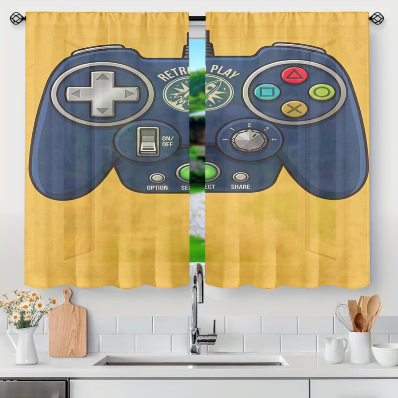 게임 컨트롤러 커튼 패널 레트로 비디오 게임 창문 장식 - Retro Gaming Cafe 리뷰 및 가격