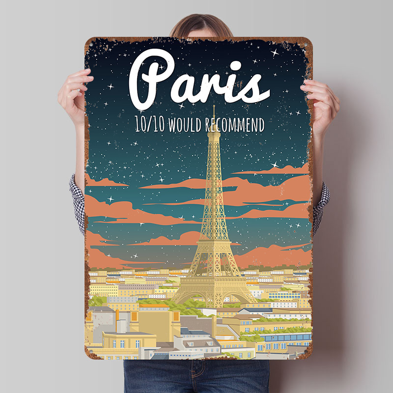 파리 에펠탑 여행 포스터 맞춤형 빈티지 금속 간판 벽  - Retro Gaming Paris 리뷰 및 가격